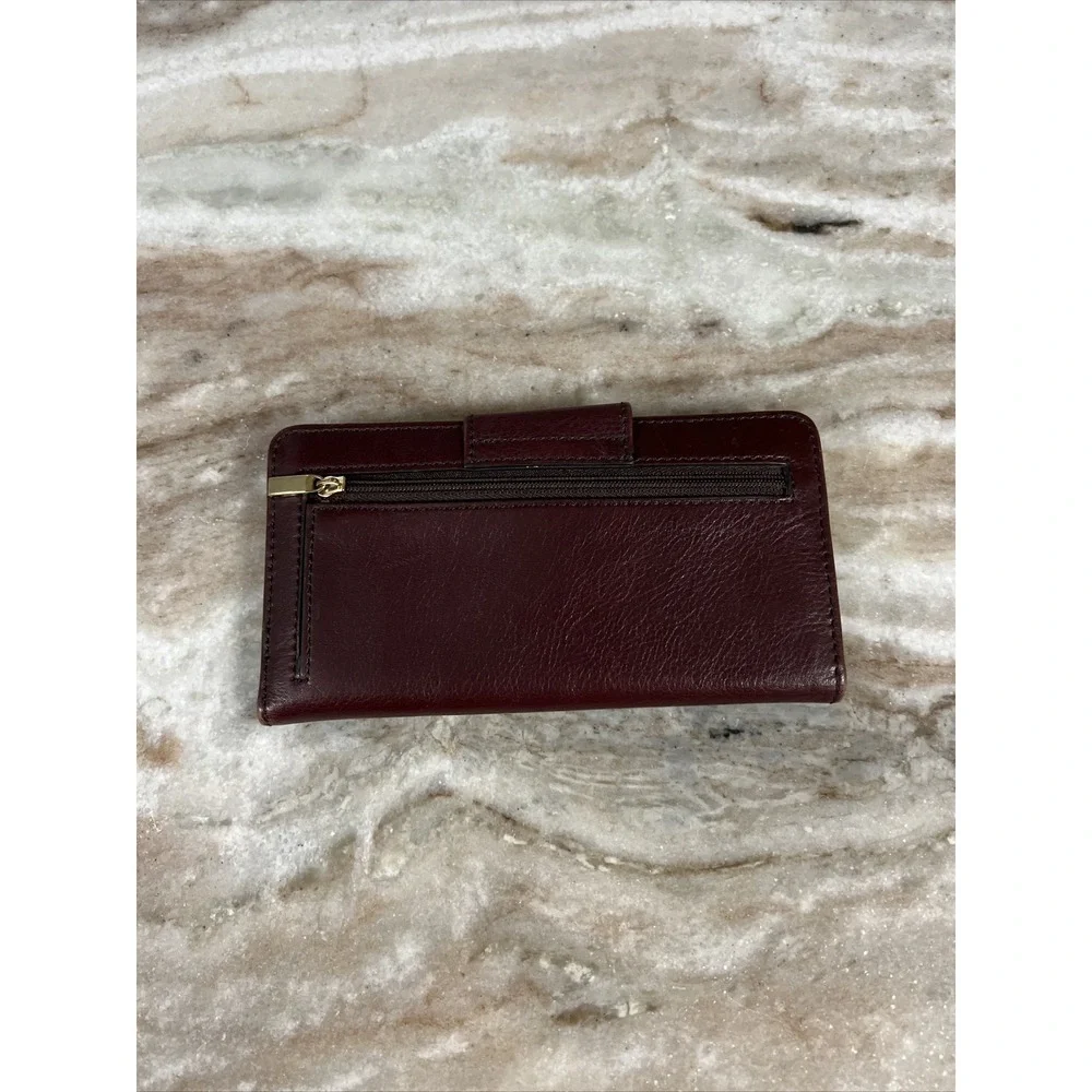FOSSIL‎ Logan Tab Leather Card Holder Wallet Clutch Burgundy Maroon